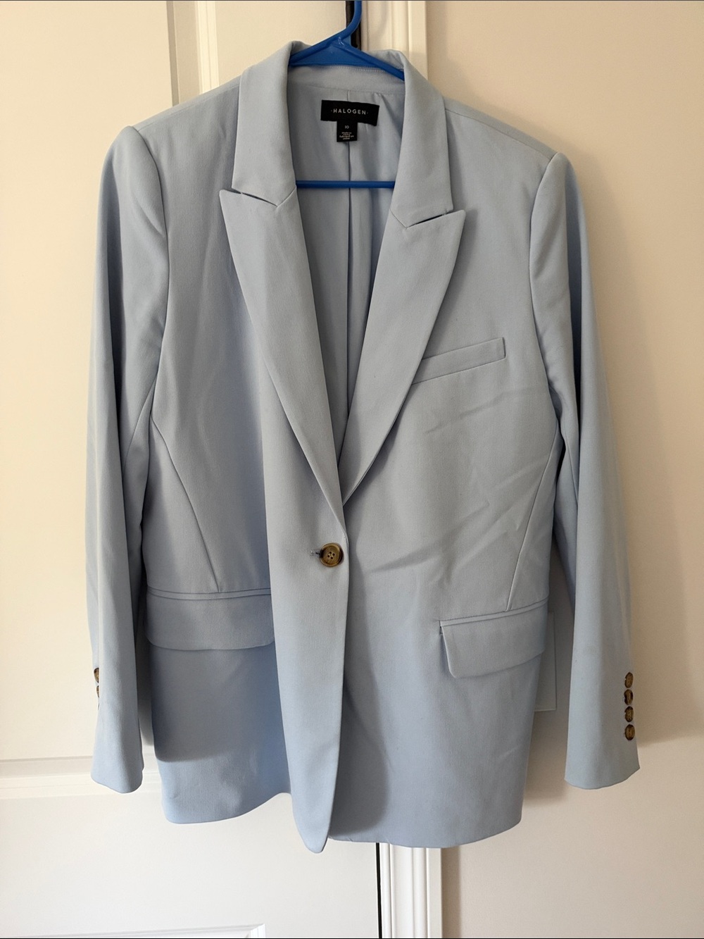 Halogen Light Blue Relaxed Single-Button Blazer